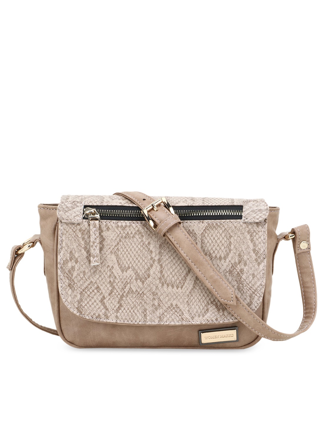 

WOMEN MARKS Beige Animal Printed PU Structured Sling Bag