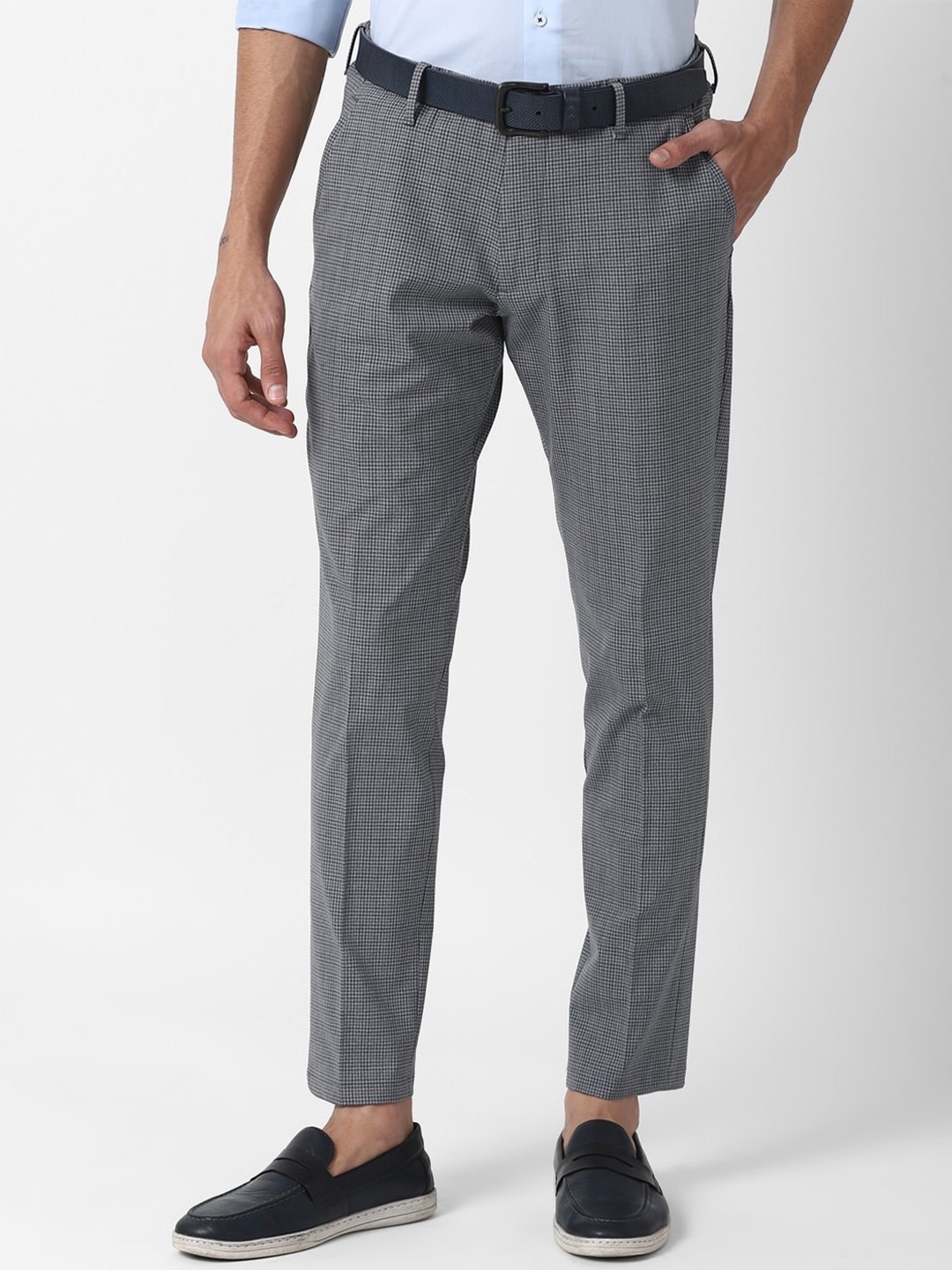 

Louis Philippe Sport Men Grey Checked Slim Fit Trousers