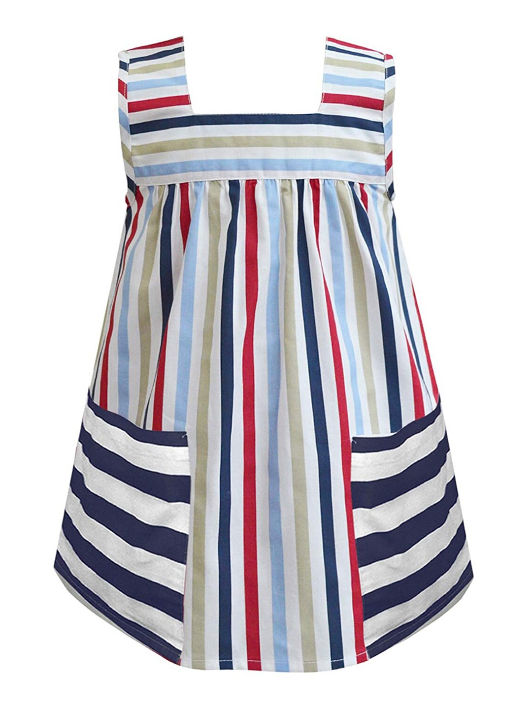 

A T U N Multicoloured Striped A-Line Dress, Multi