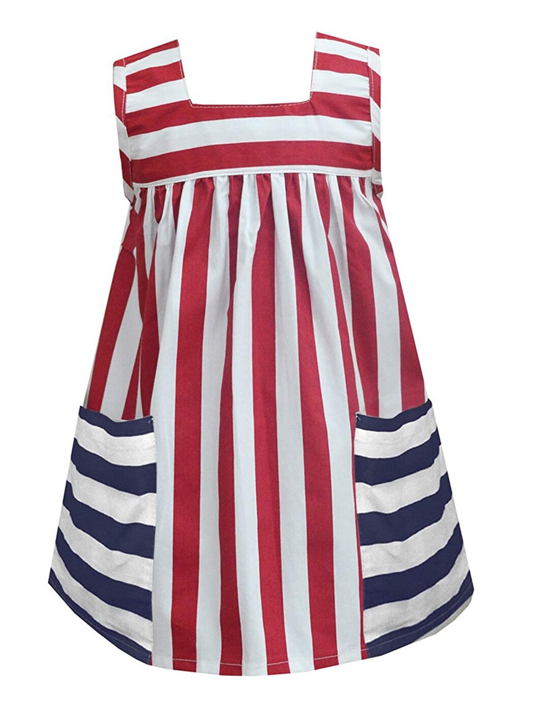 

A.T.U.N. Girls Red Striped A-Line Dress