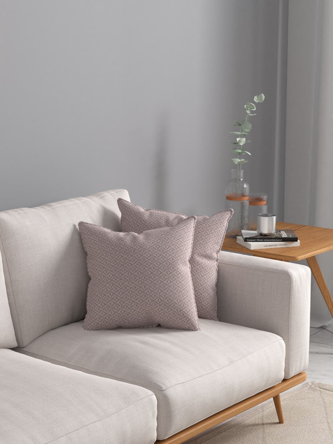 

ROSARA HOME Pink & Beige Set of 2 Geometric Square Cushion Covers