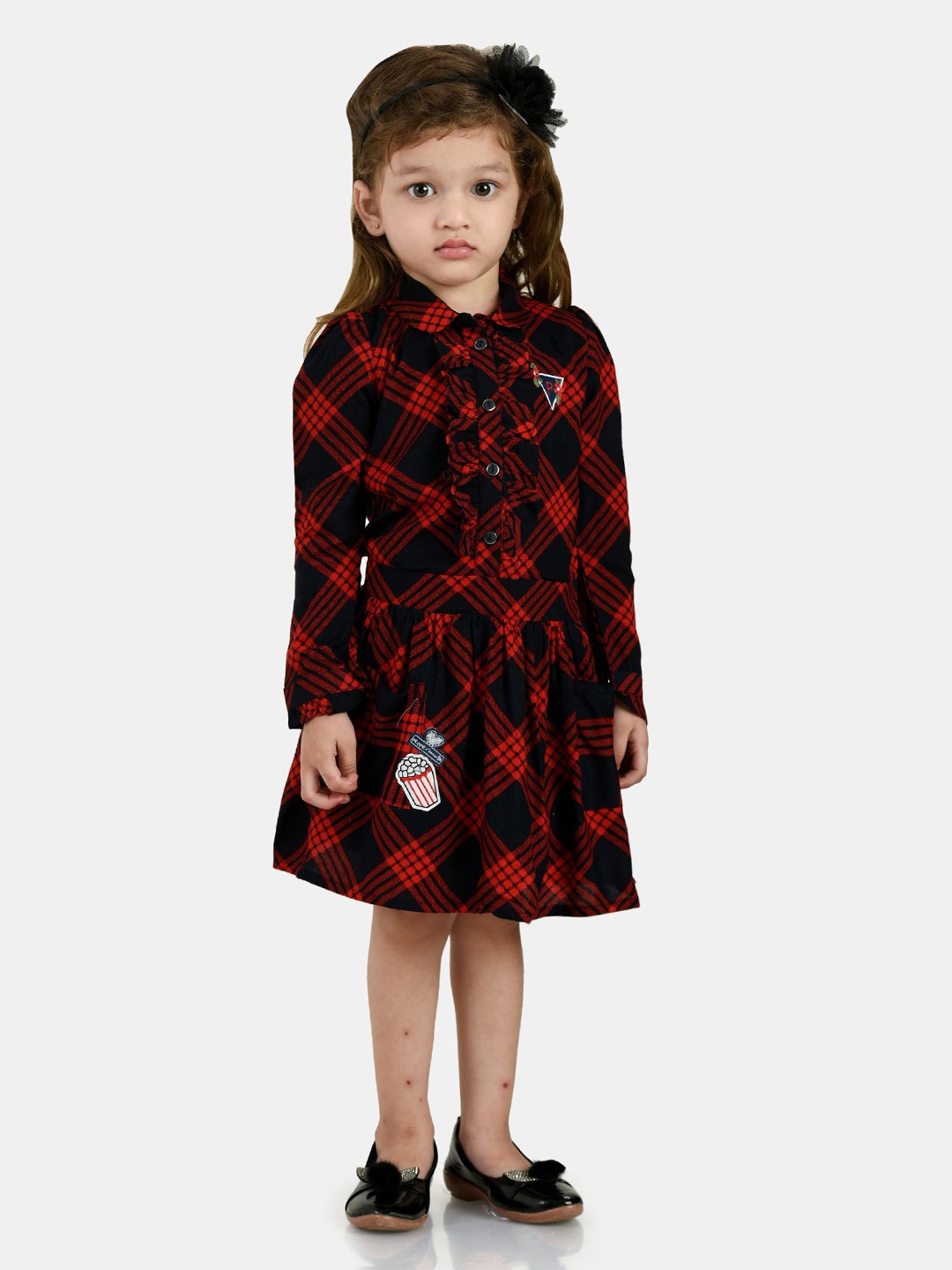 

Peppermint Red & Black Checked Chiffon Dress