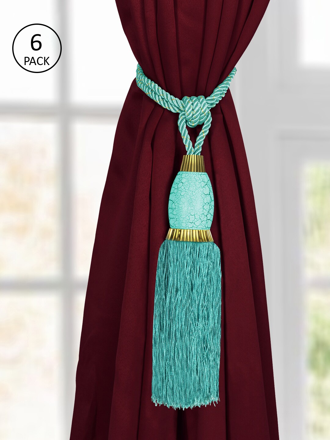 

Story@home Turquoise Blue 6 Pieces Tie-backs Curtain Tassels
