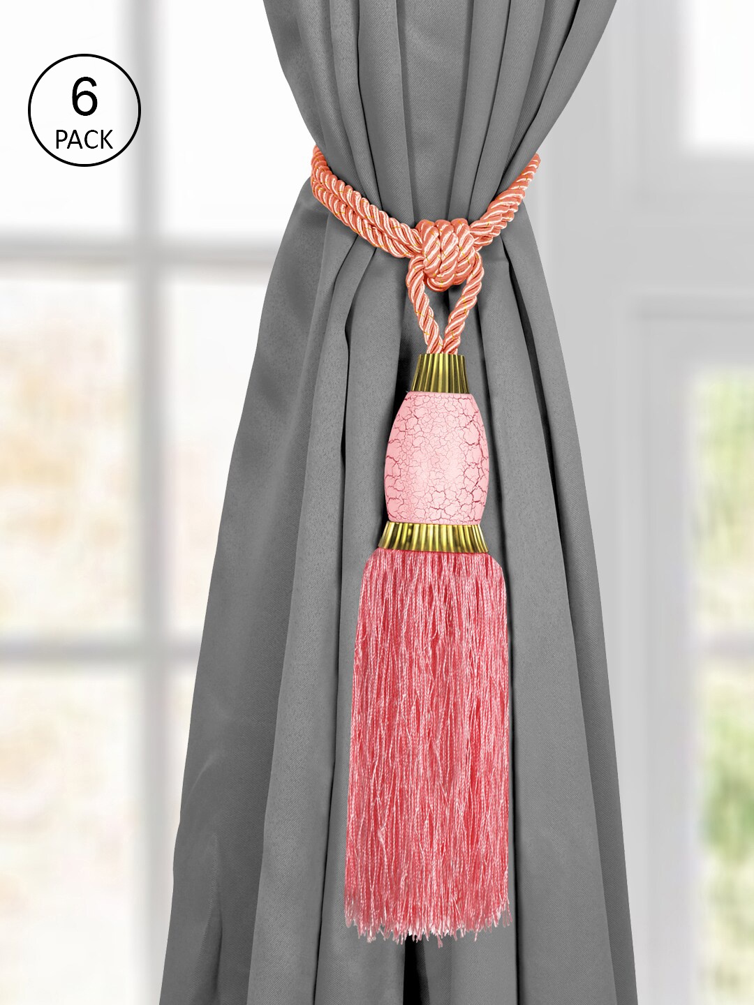 

Story@home Set Of 6 Pink Decorative Tassel Curtain Tiebacks