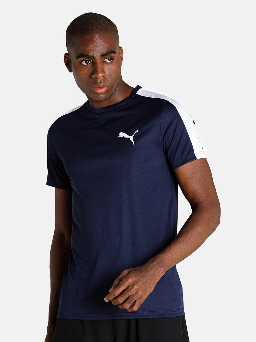 

Puma Men Blue & White Slim Fit Outdoor T-shirt