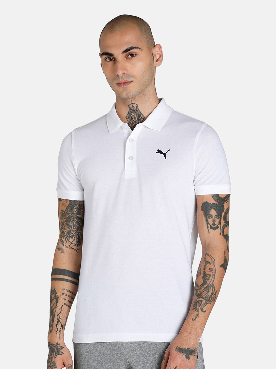 

Puma Men White Active Essential Polo Collar Cotton T-shirt