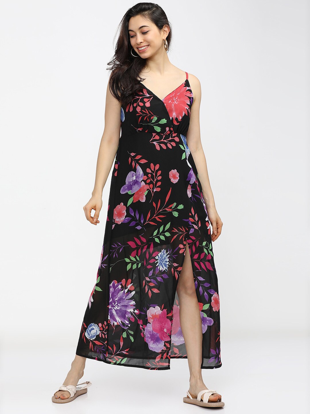 

Tokyo Talkies Black Floral Maxi Dress