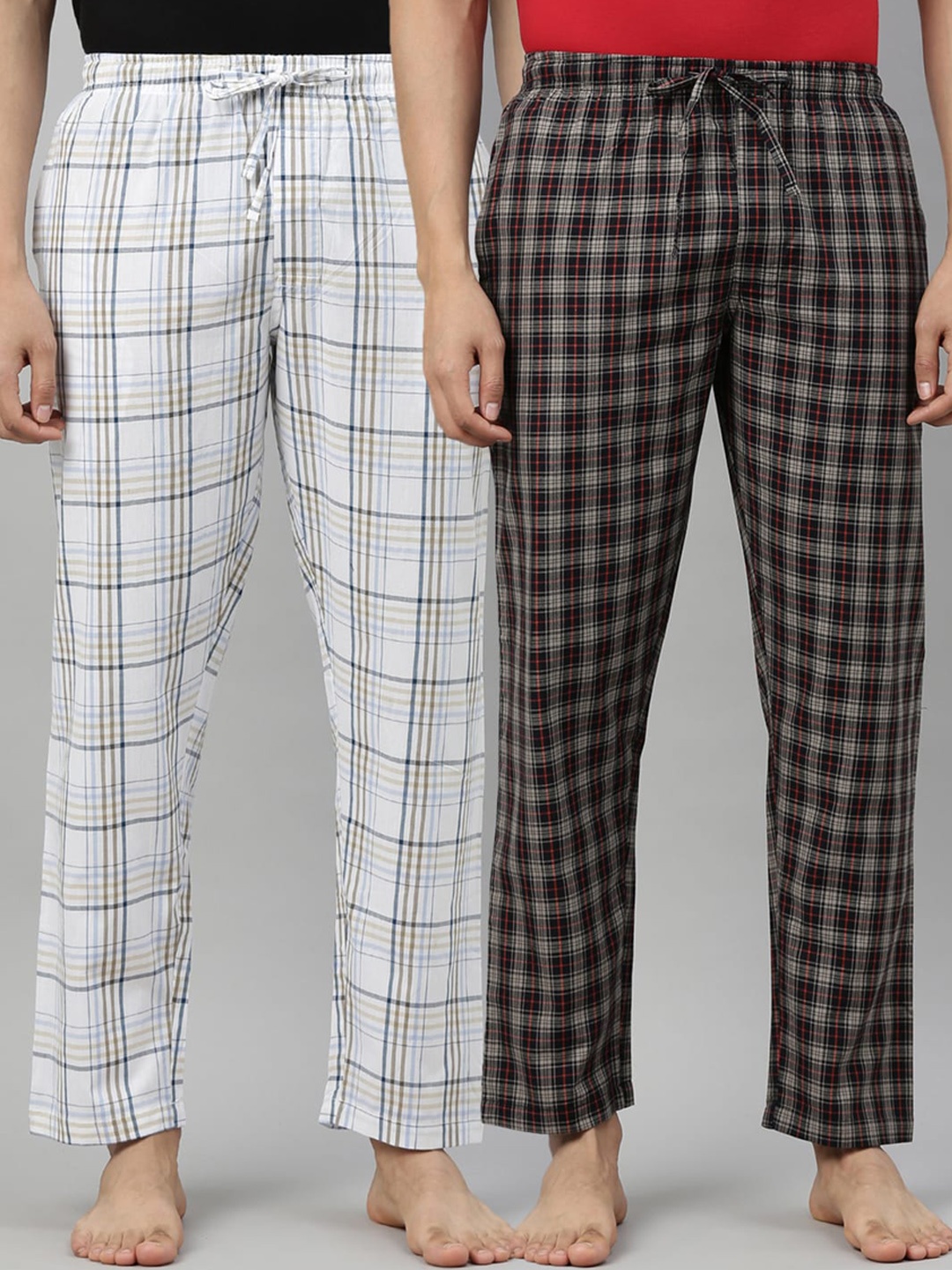 

Joven Men Pack Of 2 Checked Cotton Lounge Pants, Brown