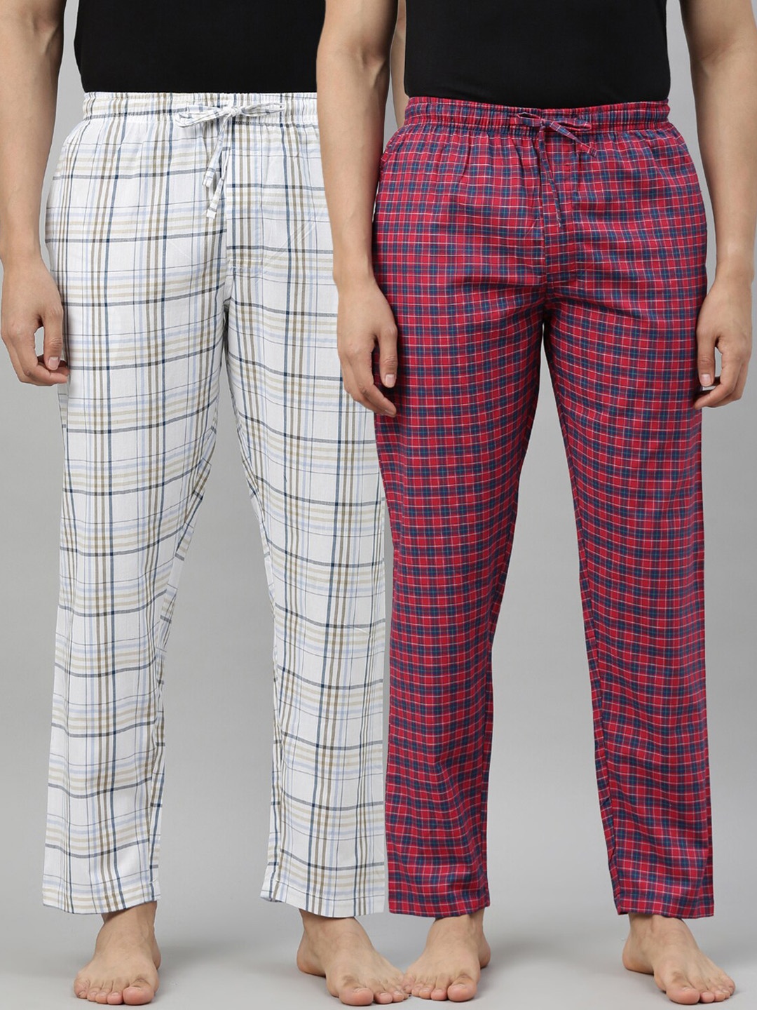 

Joven Men Pack of 2 Checked Cotton Lounge Pants Cotton Lounge Pants, White