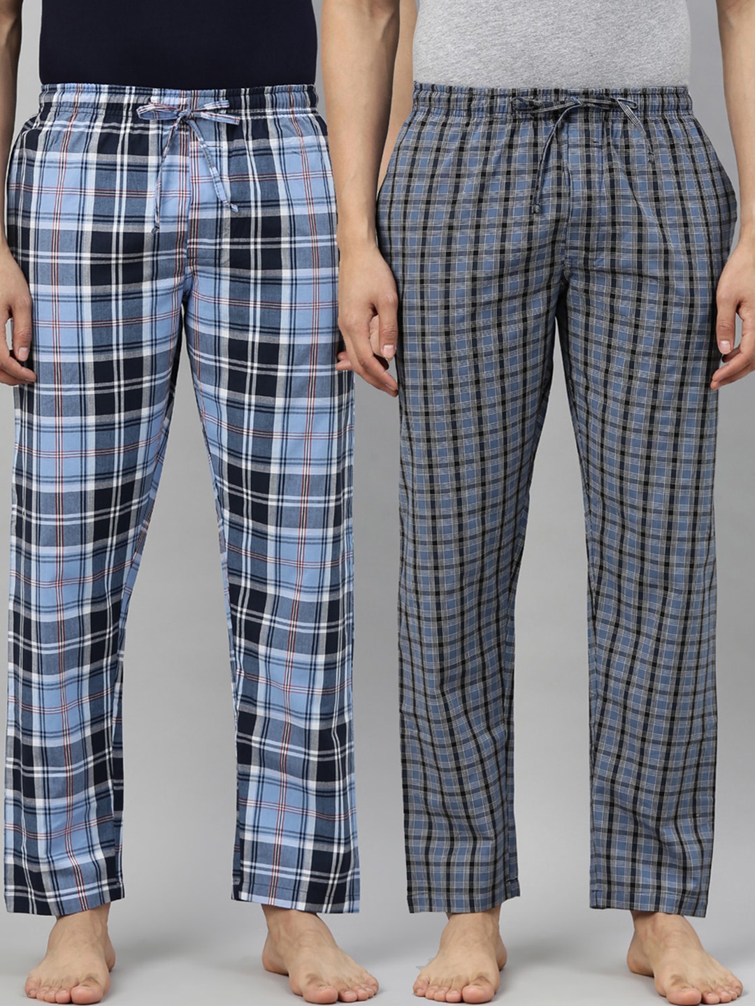 

Joven Men Pack of 2 Checked Cotton Lounge Pants, Multi