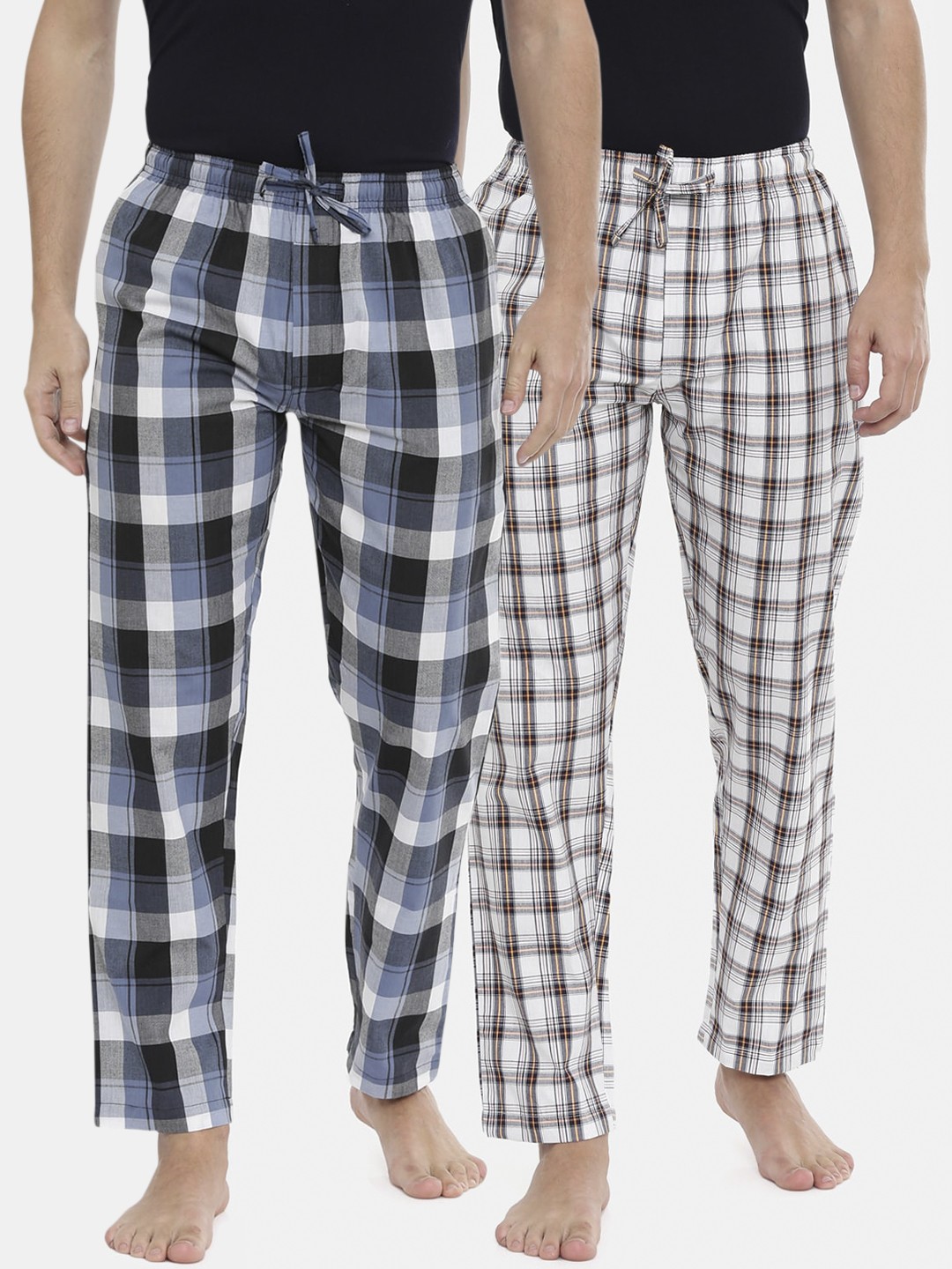 

Joven Men Pack Of 2 Checked Cotton Relaxed-Fit Lounge Pants, White