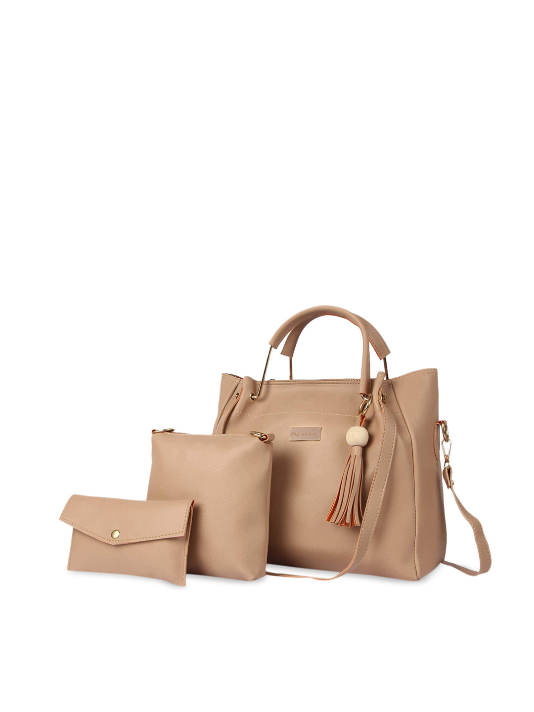 

Pez dorado Beige Shopper Tote Bag with Tassels