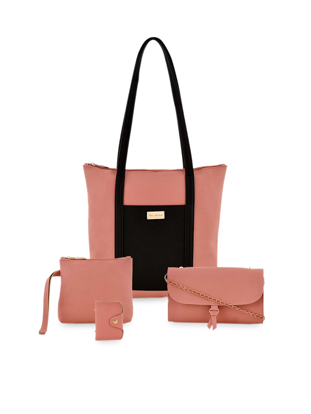 

Pez dorado Peach-Coloured Half Moon Shoulder Bag Combo