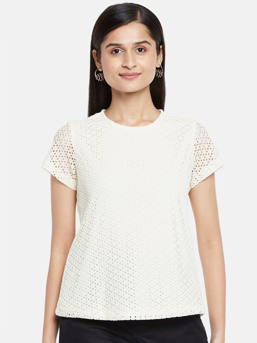 

Honey by Pantaloons Women White Self-Design Top