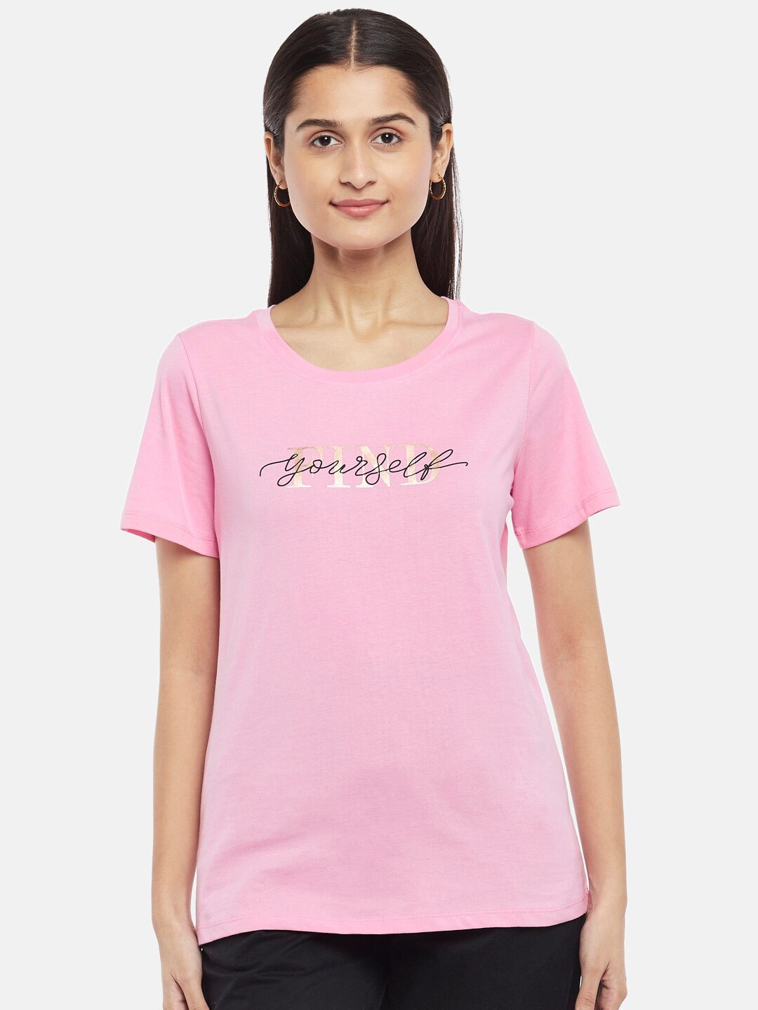 

Honey by Pantaloons Women Pink Pockets T-shirt