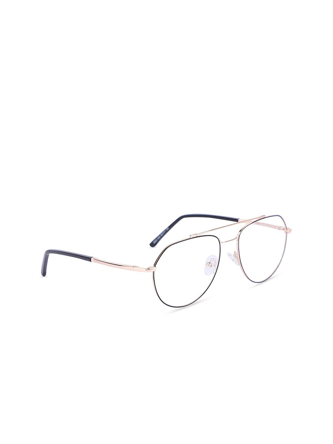 

MARC LOUIS Unisex Black & Gold-Toned Full Rim Aviator Frames ML8024-C2 FR