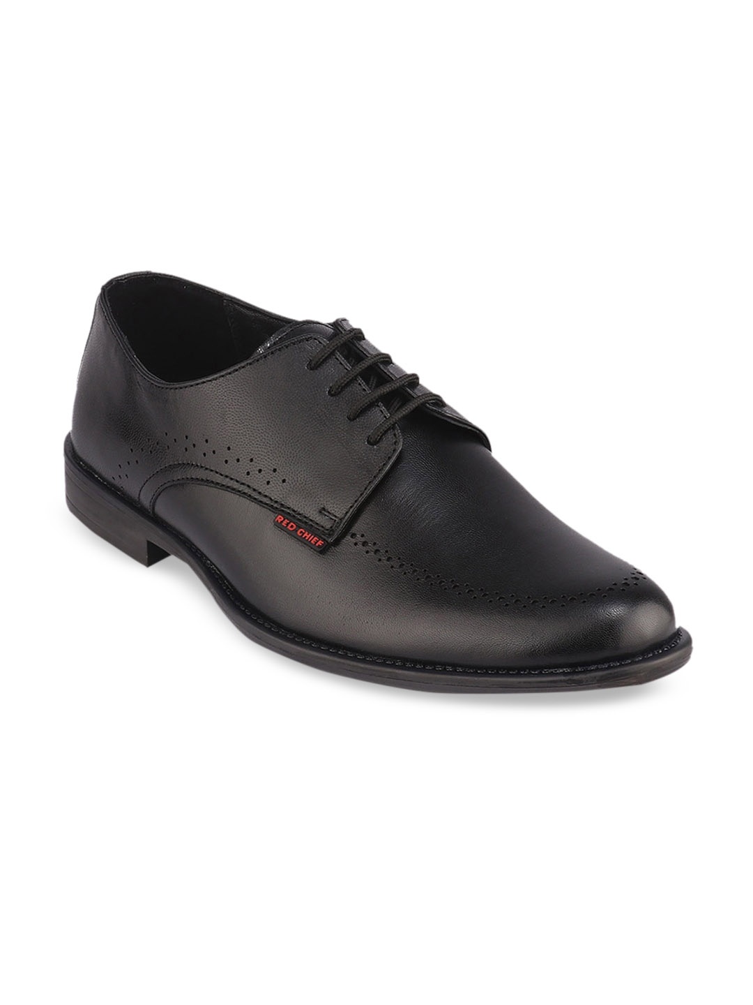 

Red Chief Men Black Leather Formal Derbys Shoes