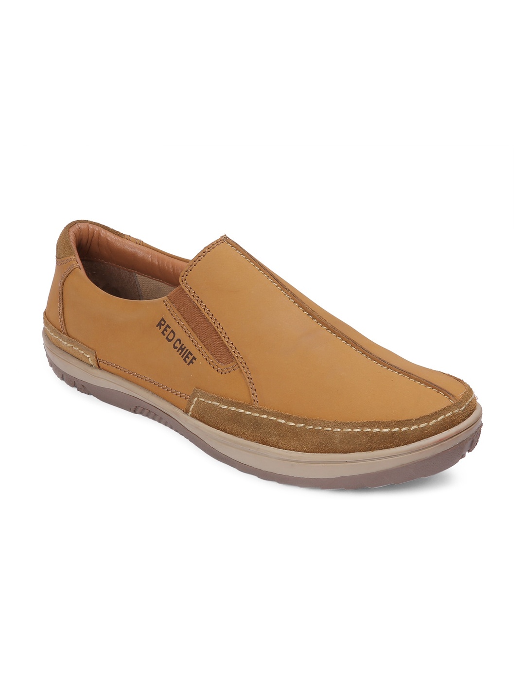 

Red Chief Men Beige Leather Slip-On Sneakers