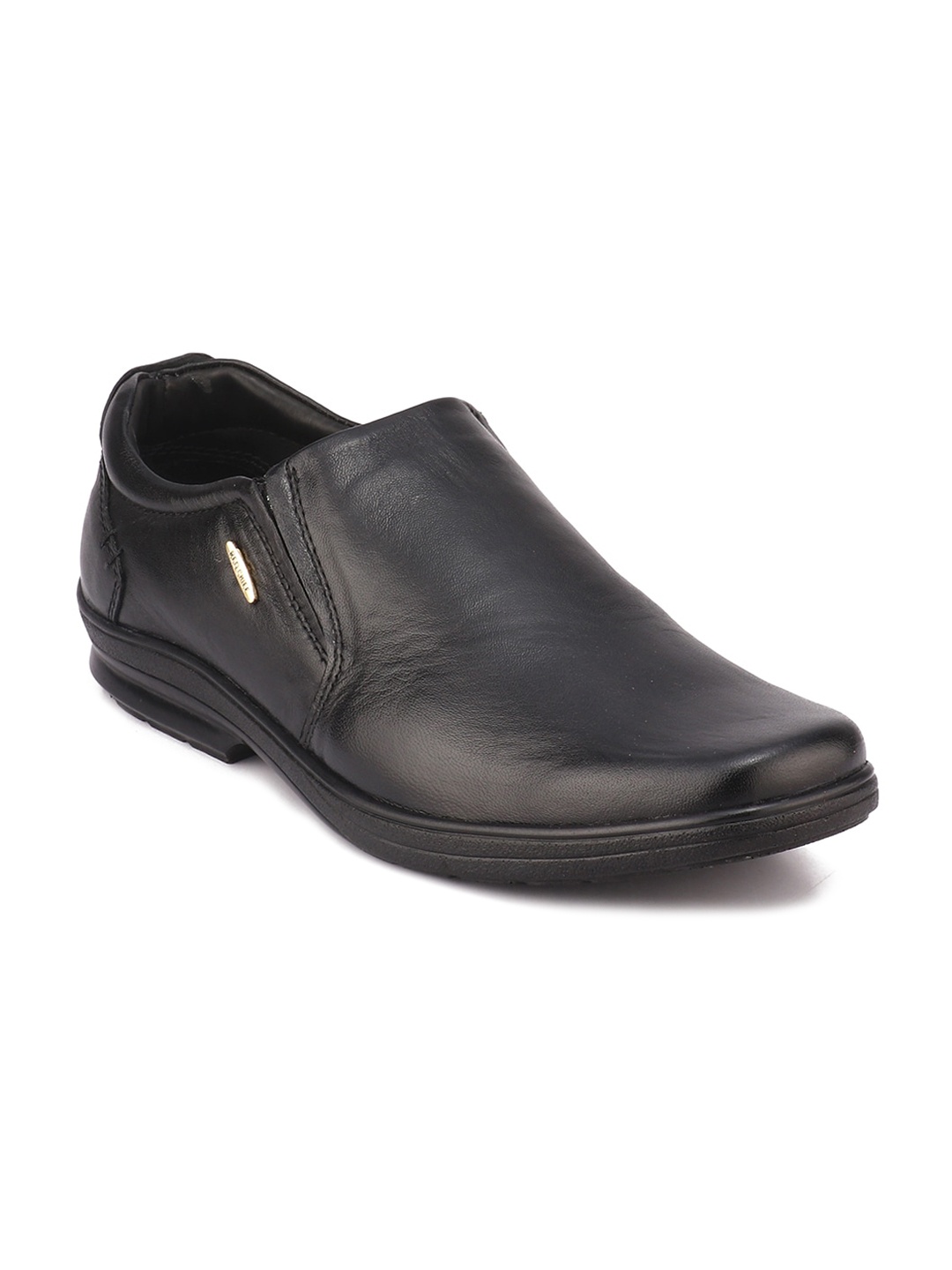 

Red Chief Men Black Solid Leather Formal Slip-Ons