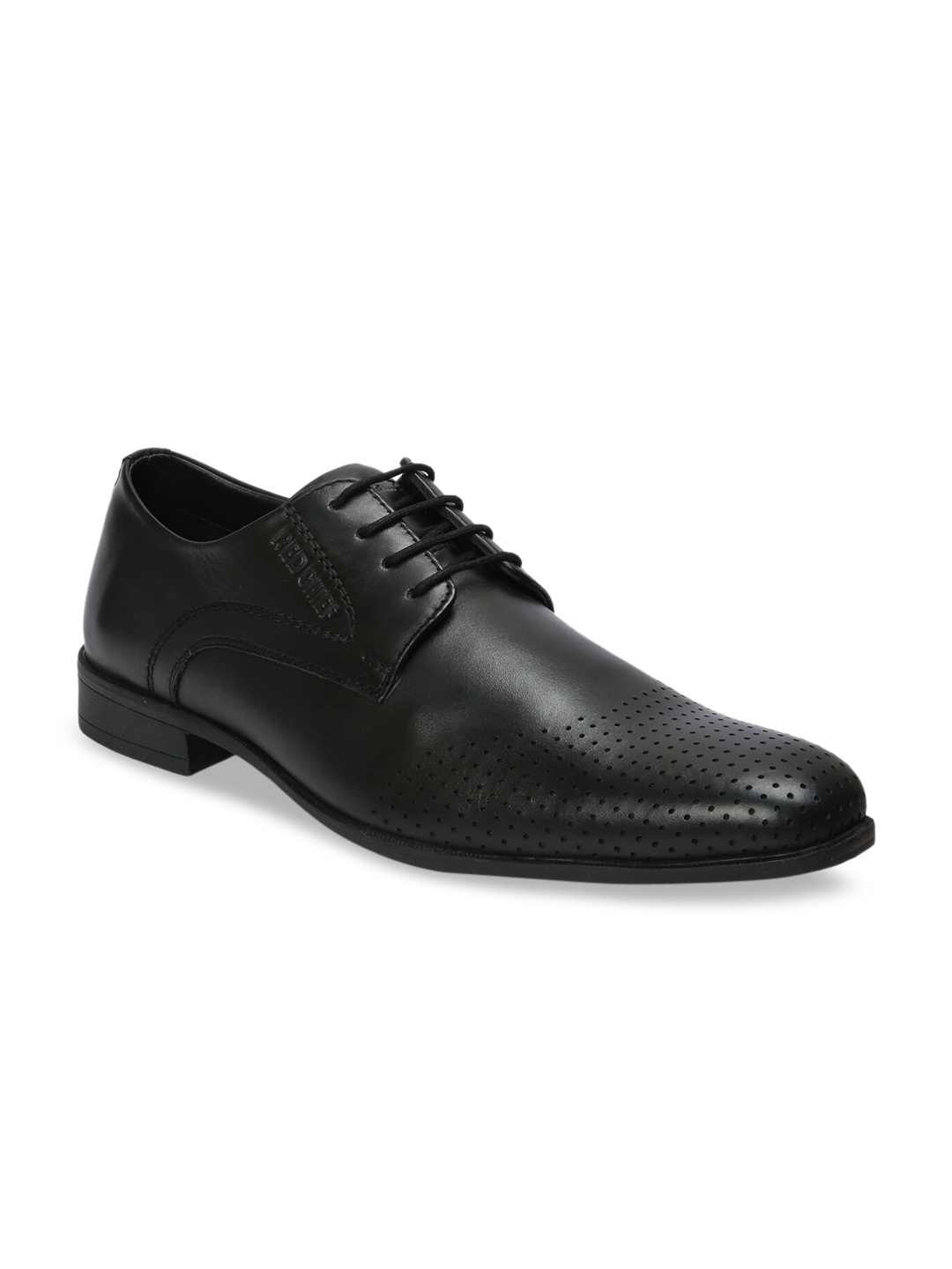 Red Chief Men Black Leather Formal Derbys