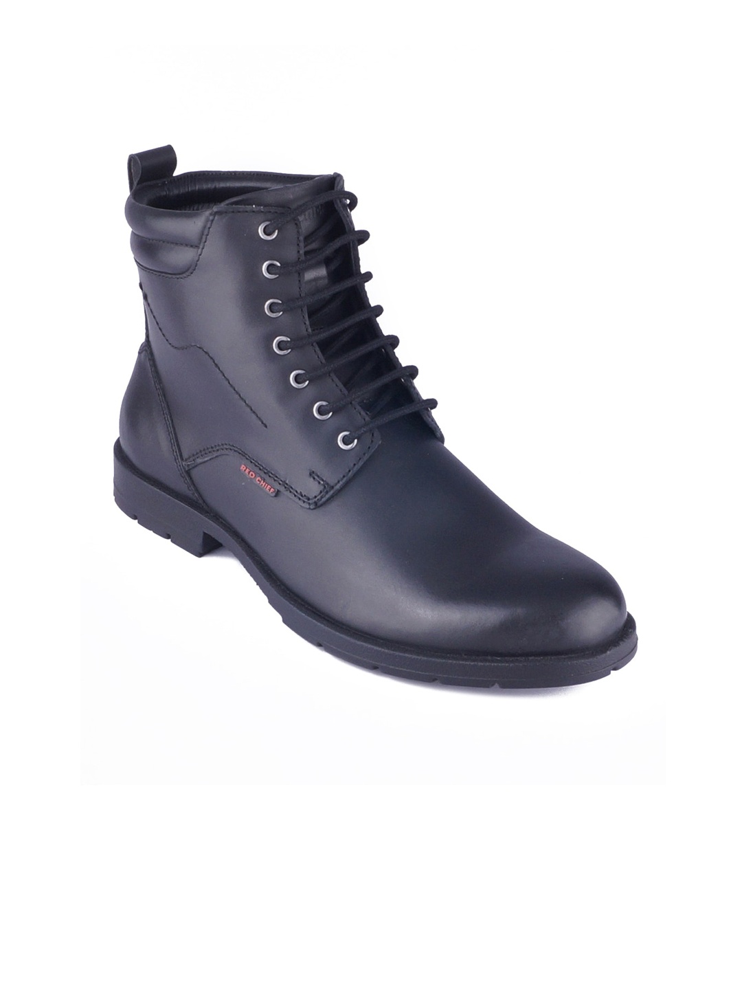 

Red Chief Men Black Leather High-Top Flat Boots