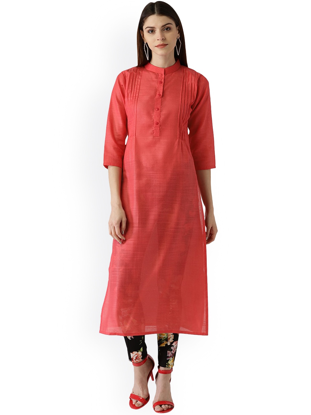 

Libas Women Rust Cotton Kurta