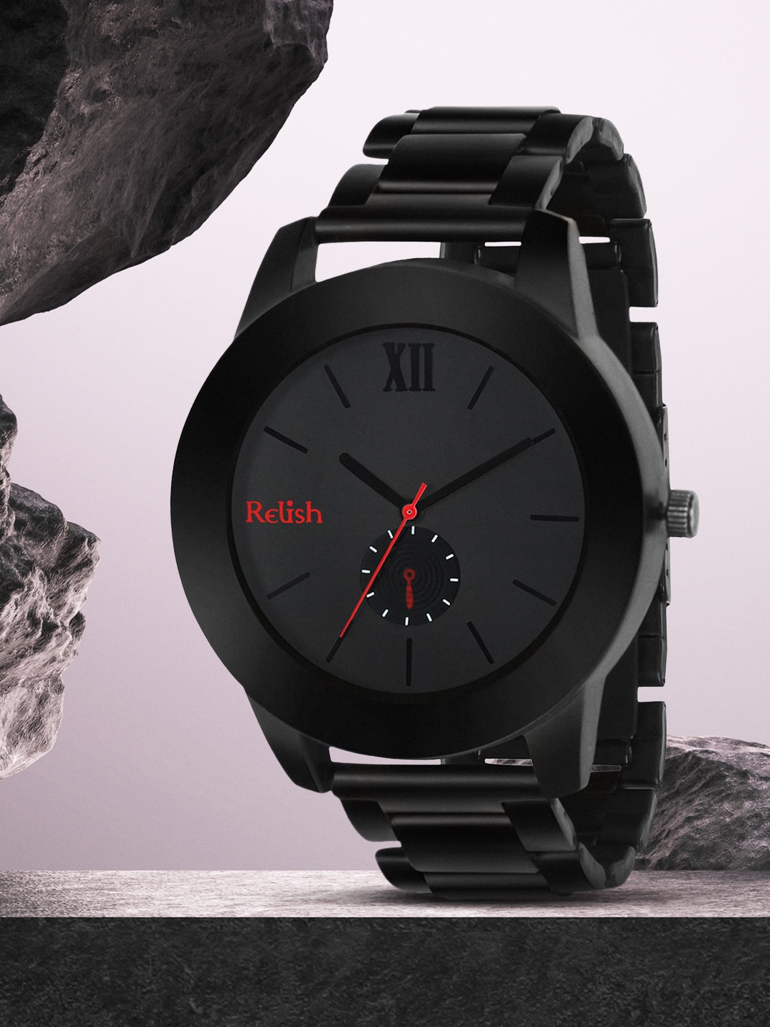 

Relish Men Black Dial & Black Stainless Steel Straps Analogue Watch RE-BB1085