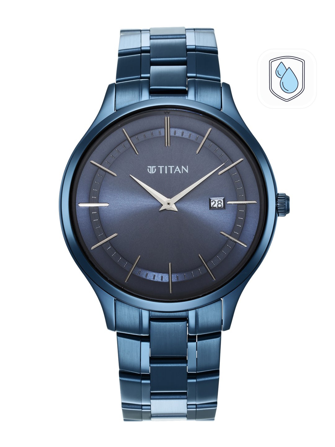 

Titan Men Blue Dial & Blue Stainless Steel Bracelet Style Straps Analogue Watch 90142QM01