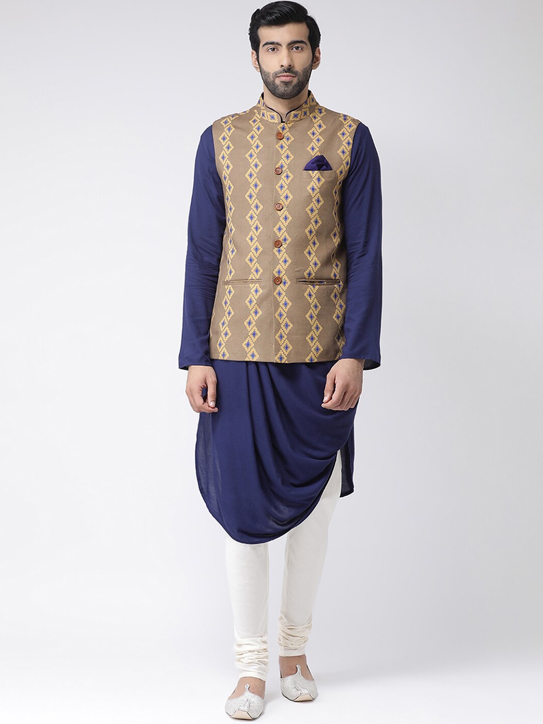 

KISAH Men Blue Kurta with Churidar & Jacket