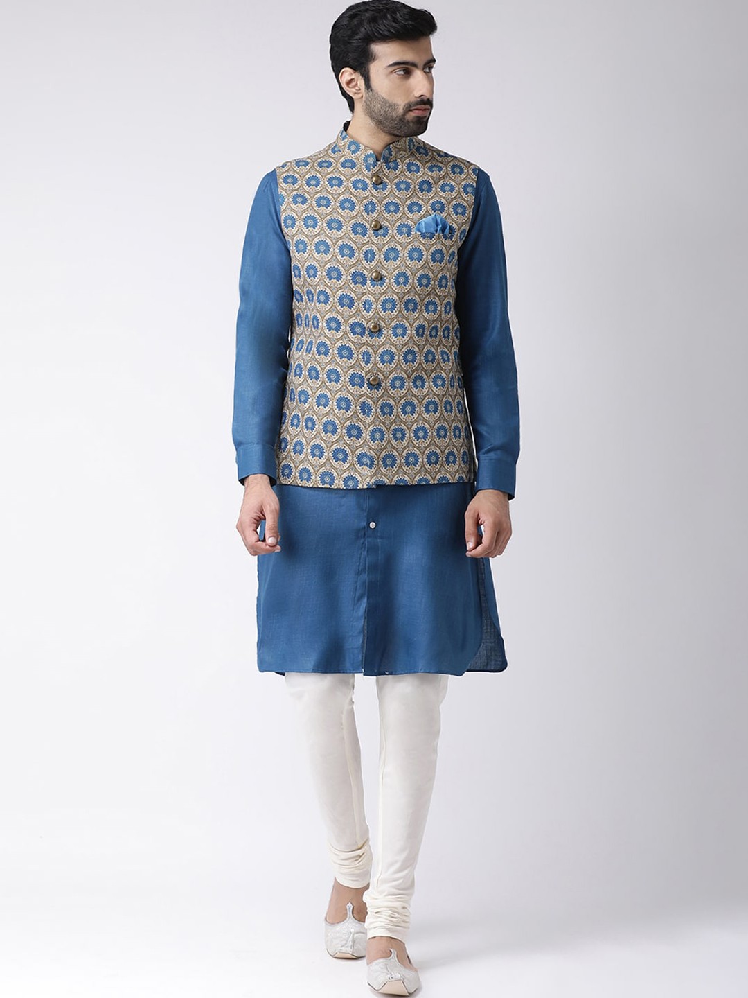 

KISAH Men Blue Kurta with Churidar & Jacket