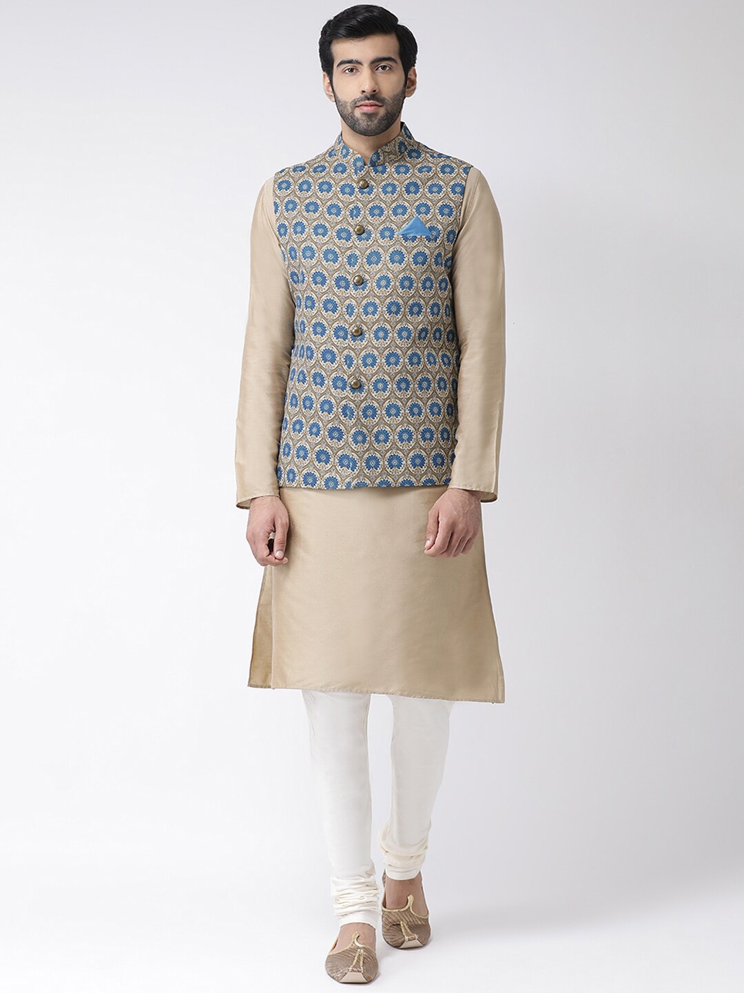 

KISAH Men Beige Kurta with Churidar & Jacket