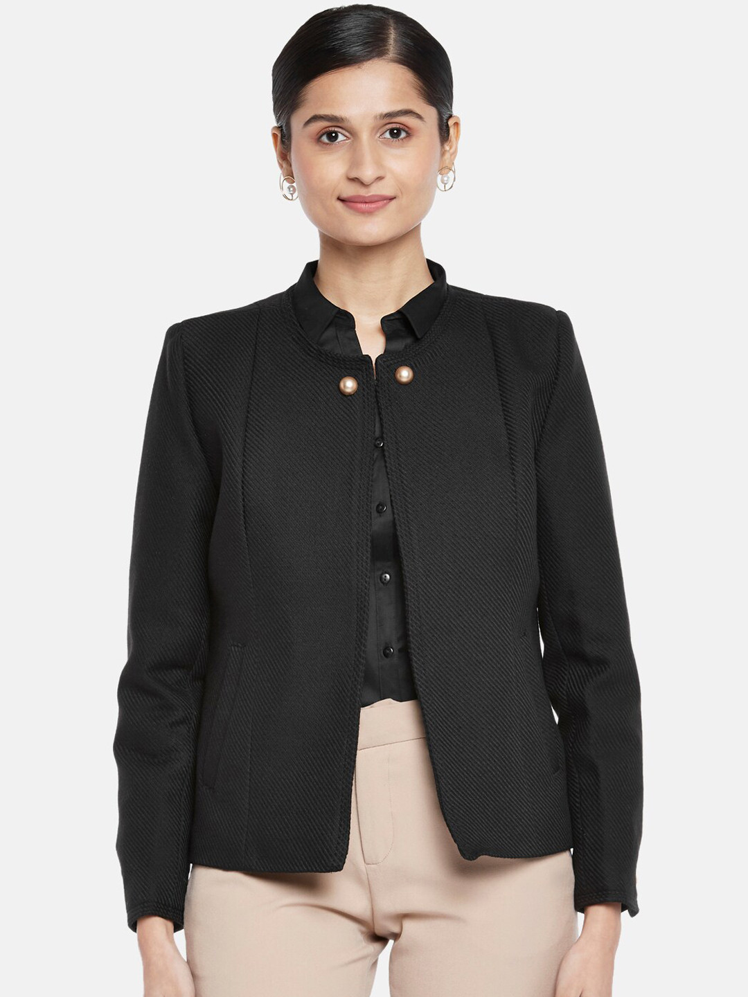 

Annabelle by Pantaloons Women Black Tailored Jacket
