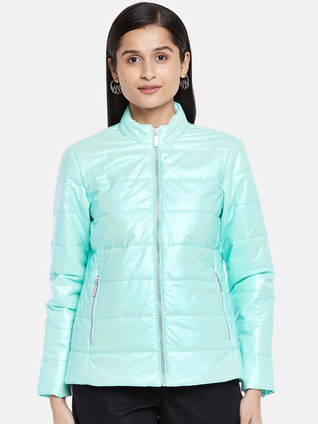 

Honey by Pantaloons Women Blue Longline Puffer Jacket
