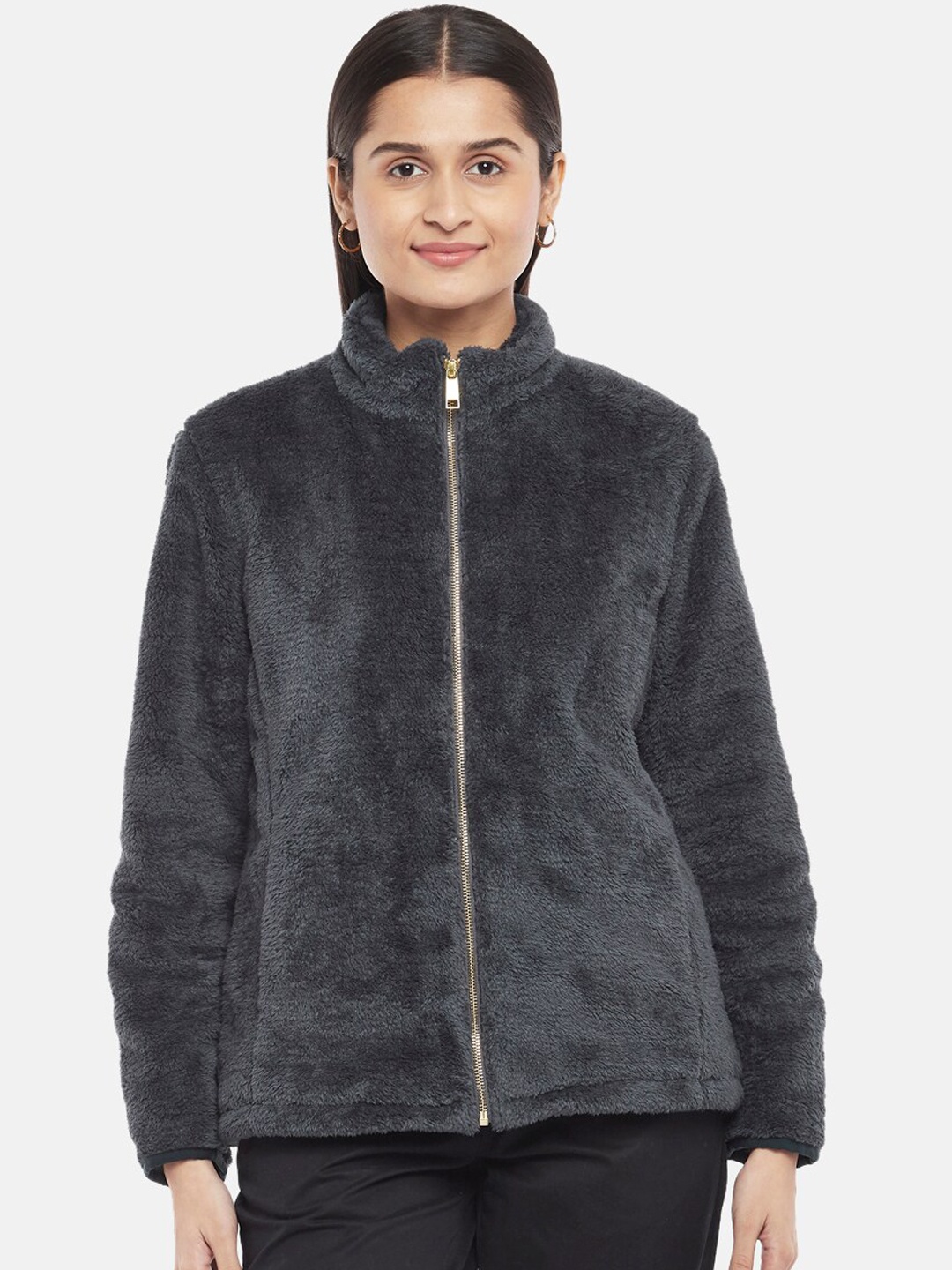 

Honey by Pantaloons Women Grey Longline Tailored Jacket
