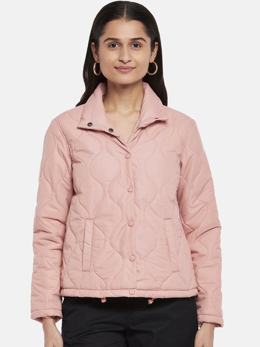 

Honey by Pantaloons Women Pink Bomber Jacket