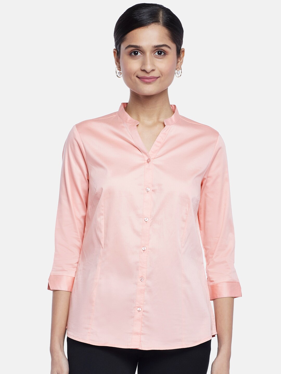 

Annabelle by Pantaloons Women Coral Solid Formal Shirt