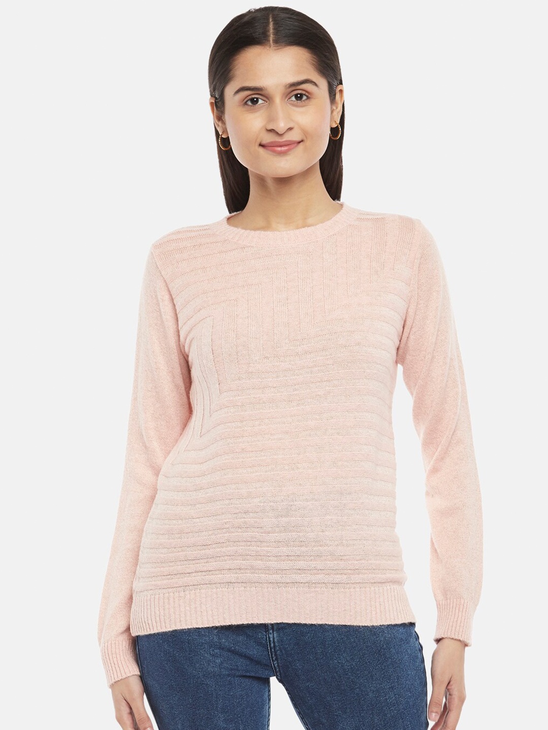 

People Women Peach-Coloured Wool Pullover