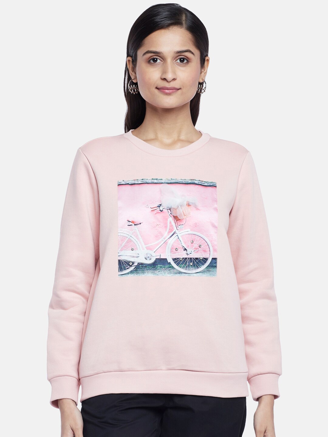 

Honey by Pantaloons Women Peach-Coloured Printed Sweatshirt