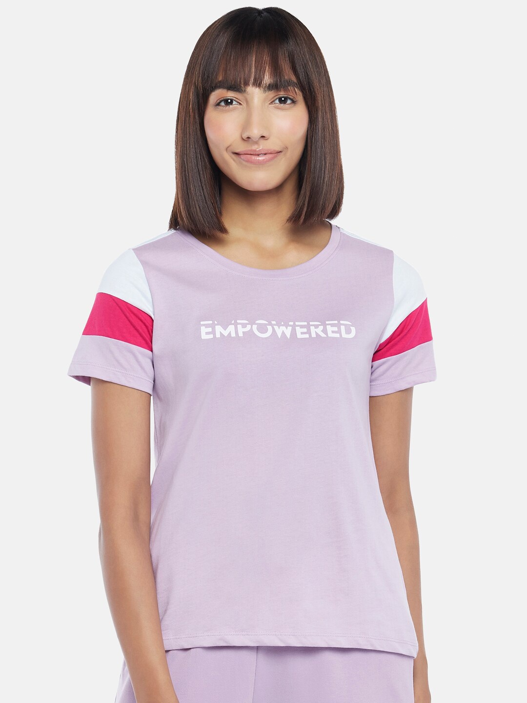 

Ajile by Pantaloons Women Purple Typography Printed Top