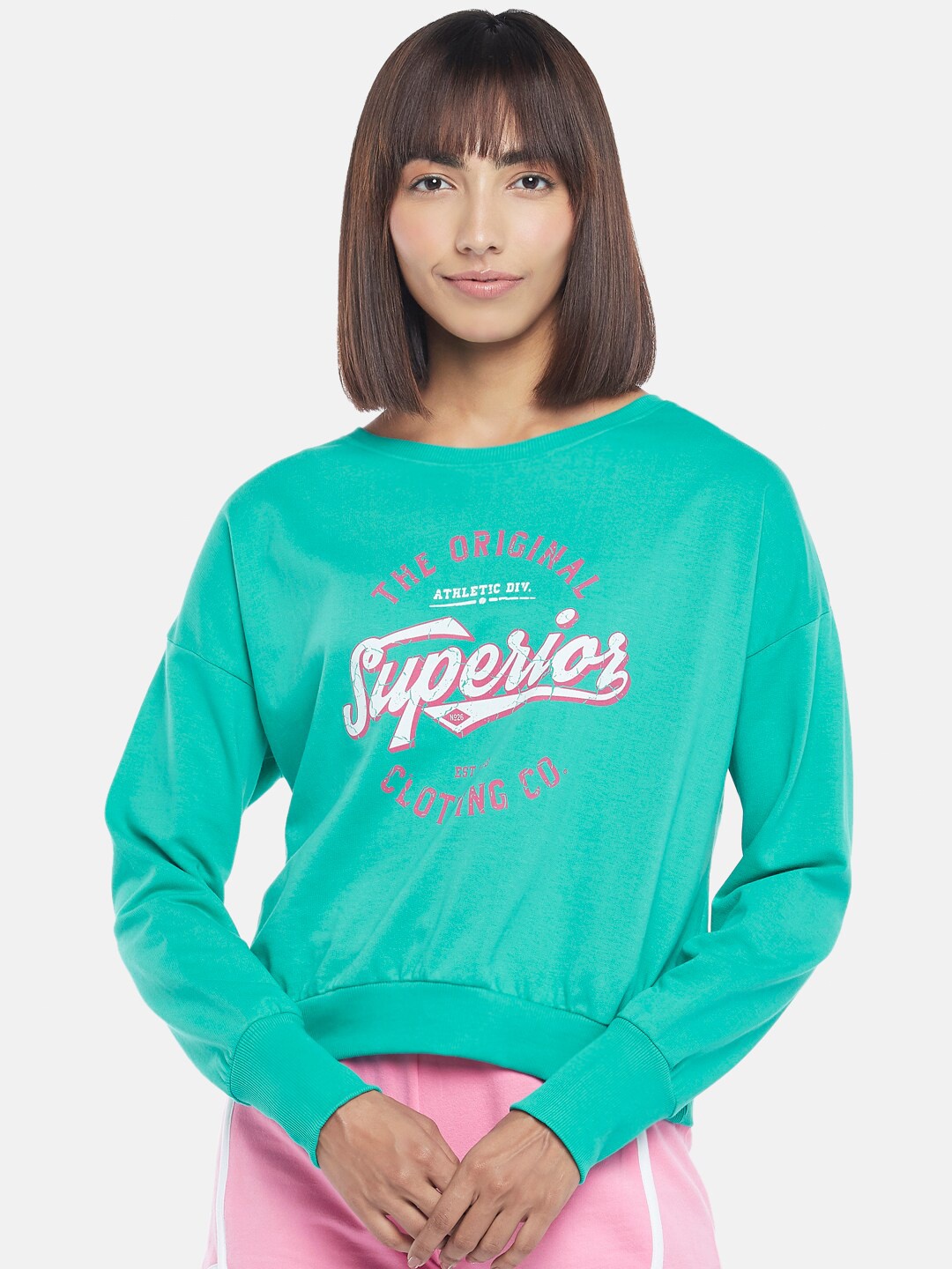 

Ajile by Pantaloons Teal Typography Printed Top