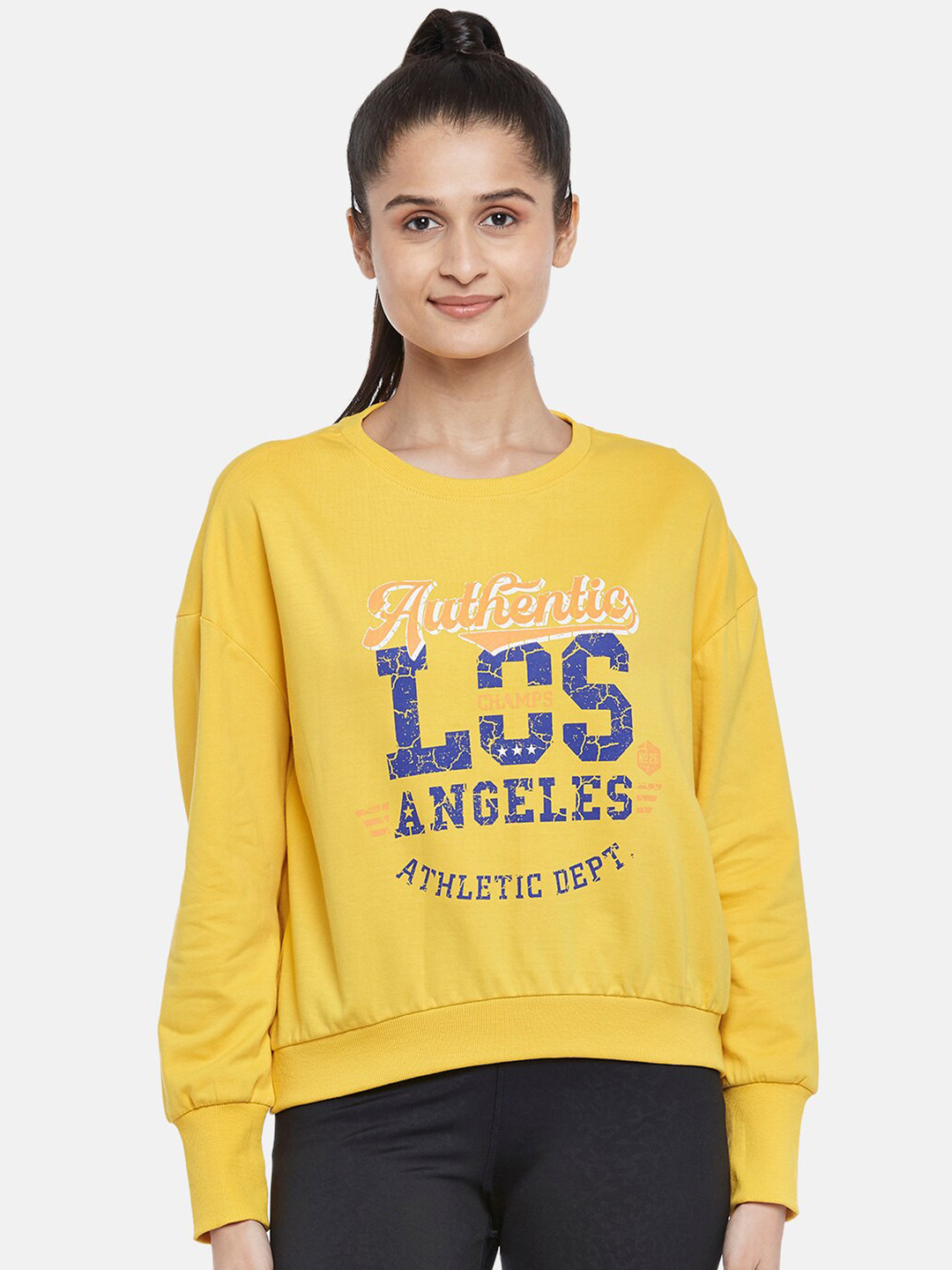

Ajile by Pantaloons Women Yellow Typography Printed Sports Sweatshirt