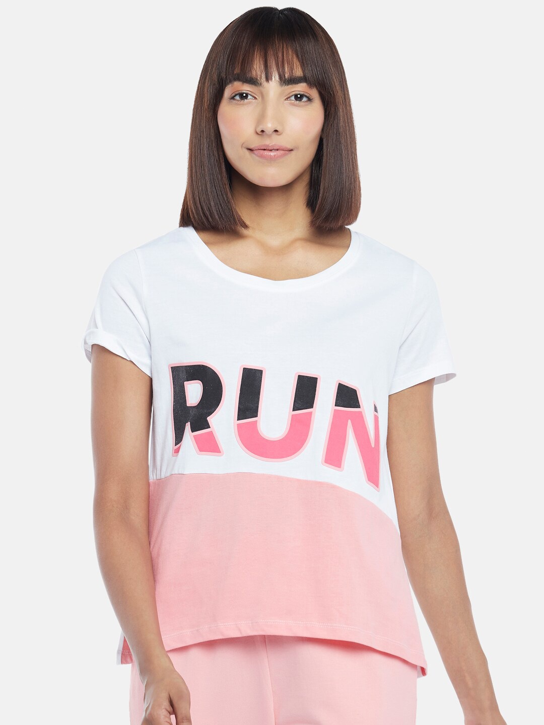 

Ajile by Pantaloons Women Pink Typography Printed Top