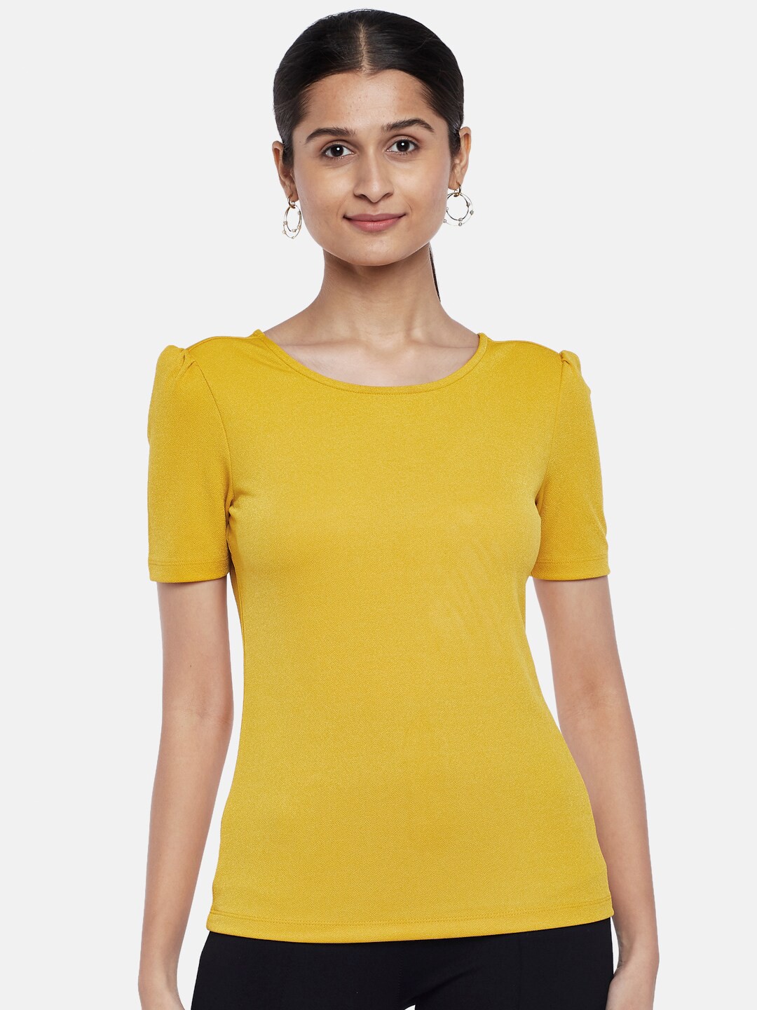 

Annabelle by Pantaloons Women Mustard Yellow Formal Top