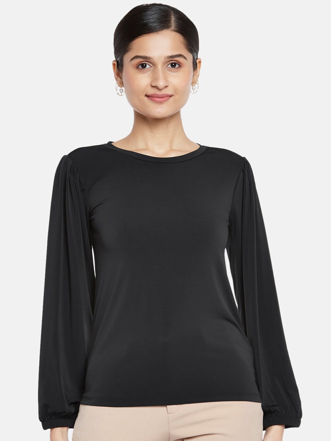 

Annabelle by Pantaloons Women Black Solid Top