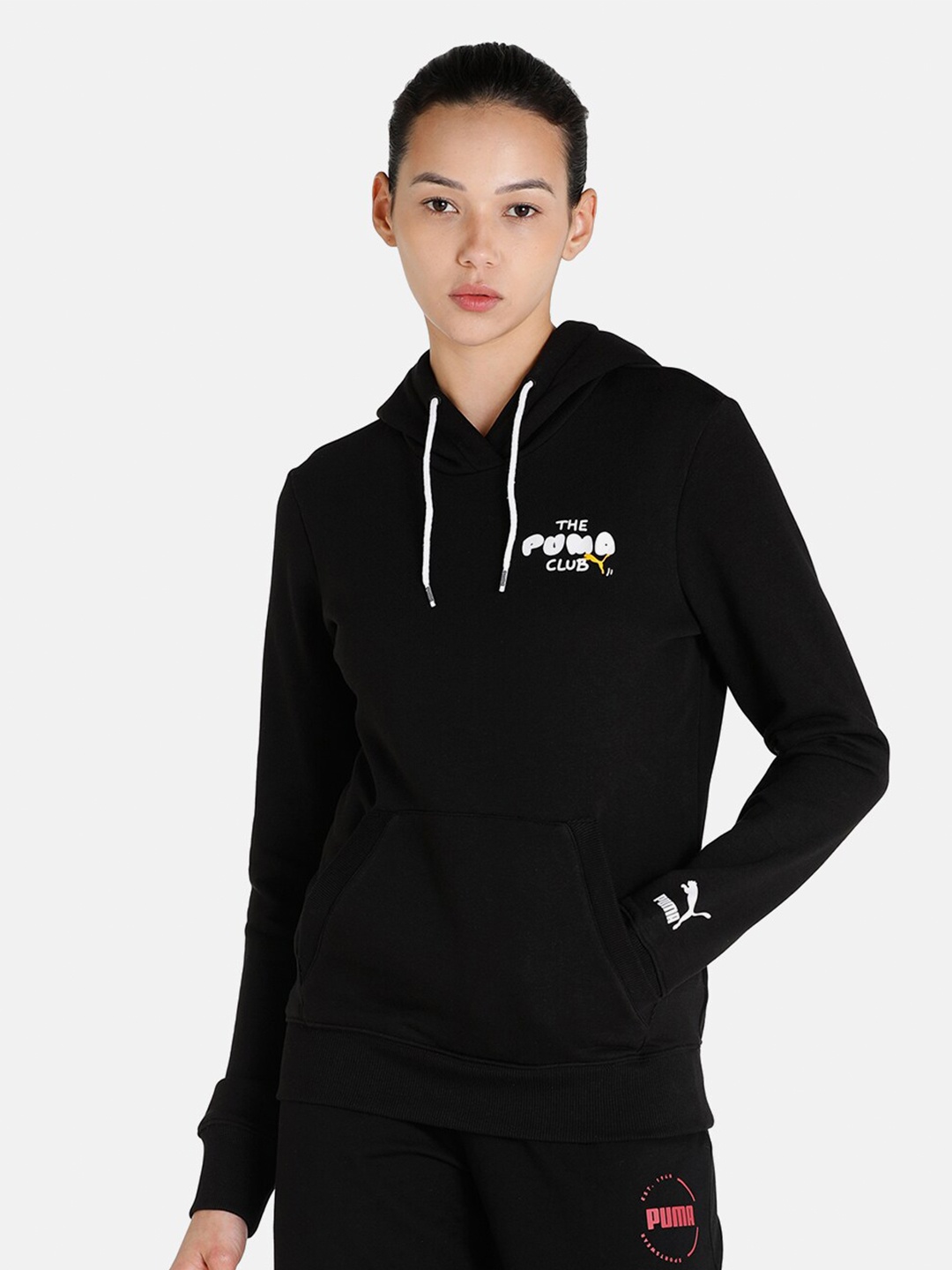 

Puma Women Black Club Hooded Cotton Regular fit Sweatshirt