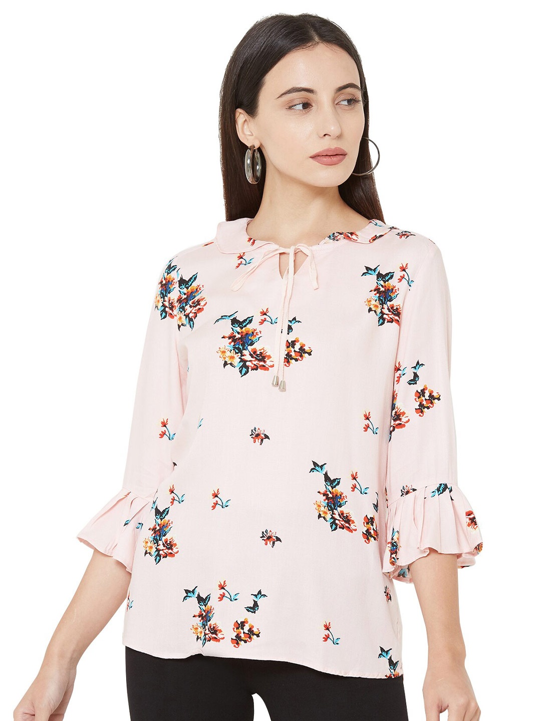 

Kraus Jeans Peach-Coloured Floral Print Top