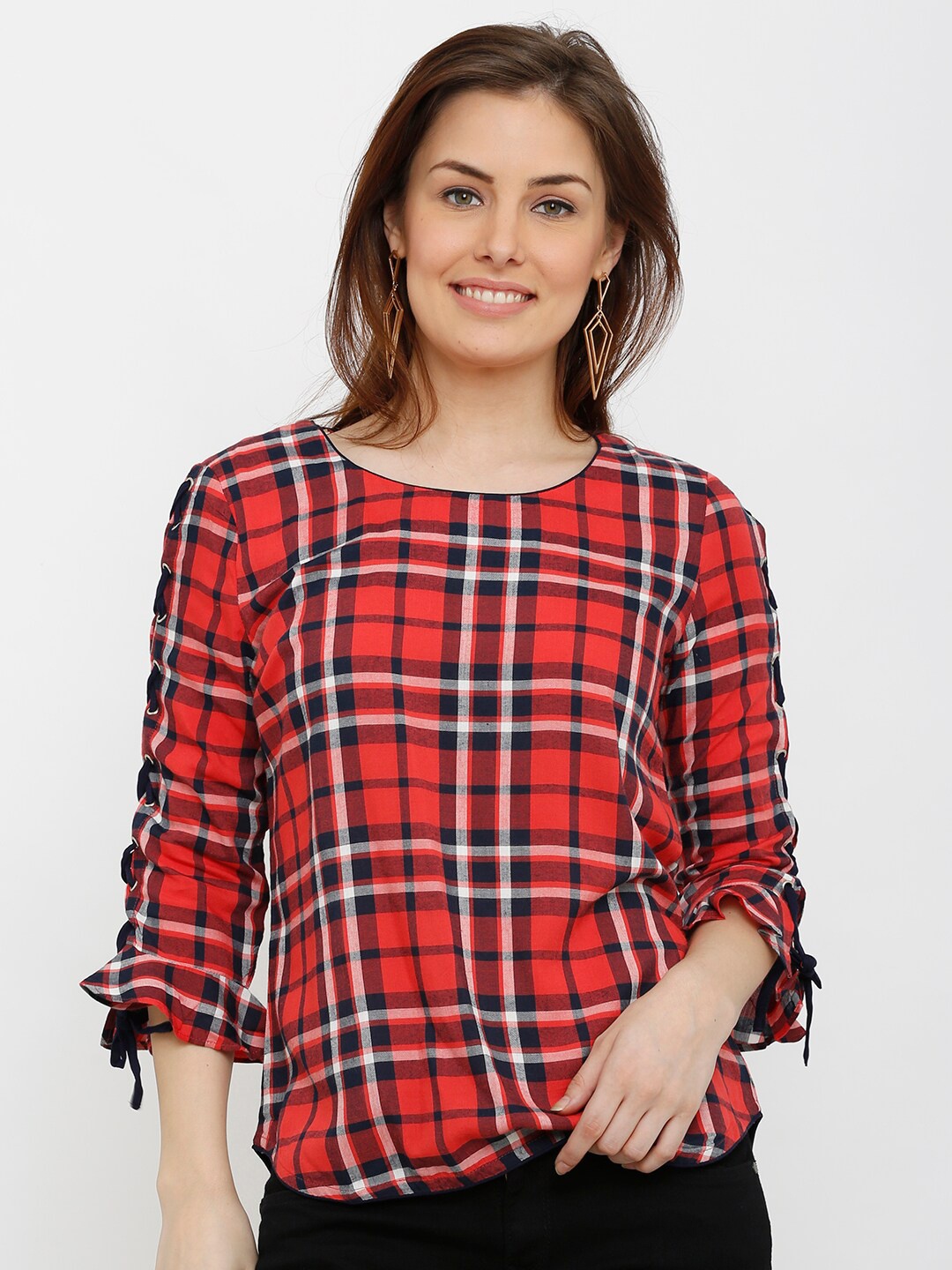 

Kraus Jeans Red Checked Top