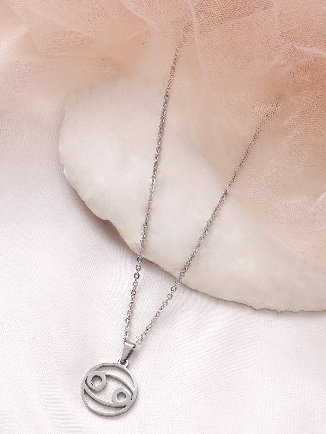 

BEWITCHED Silver-Toned Cancer Zodiac Sign Charm Pendant With Chain