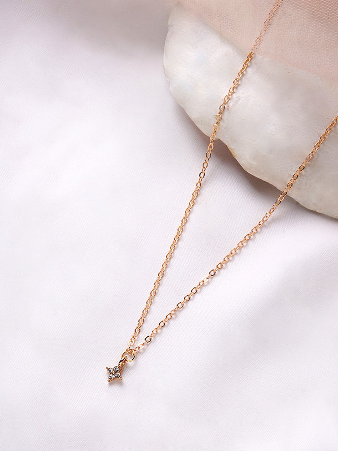 BEWITCHED Gold-Toned Rhinestones Studded Pendant With Chain