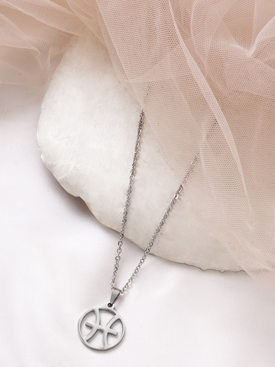 

BEWITCHED Silver-Toned Pisces Zodiac Sign Charm Pendant With Chain